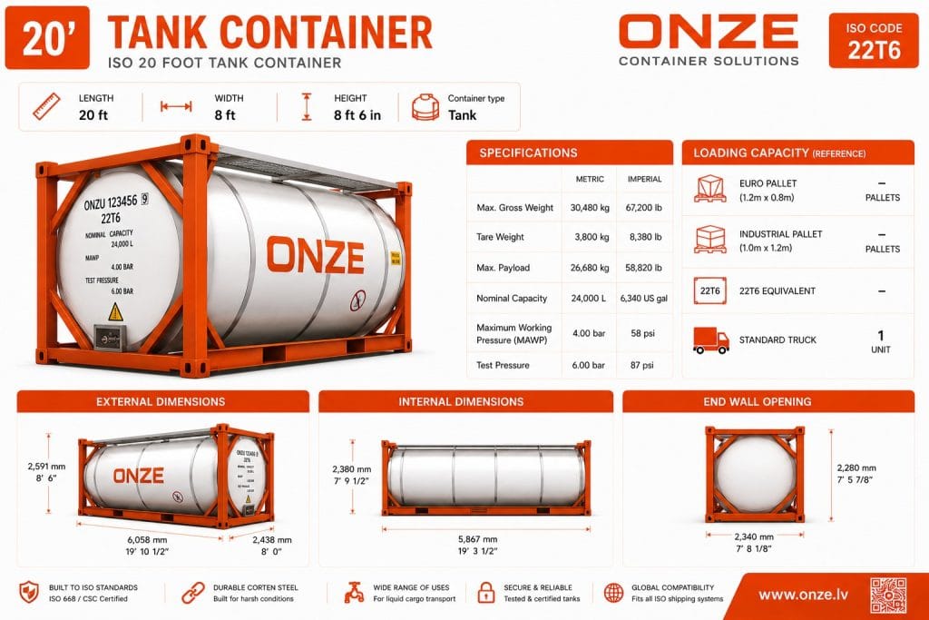 20-foot bulk liquid tank container