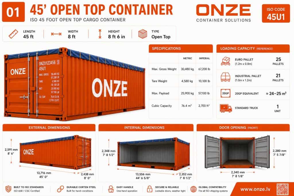 40-foot High Cube Open Top Container roof opening