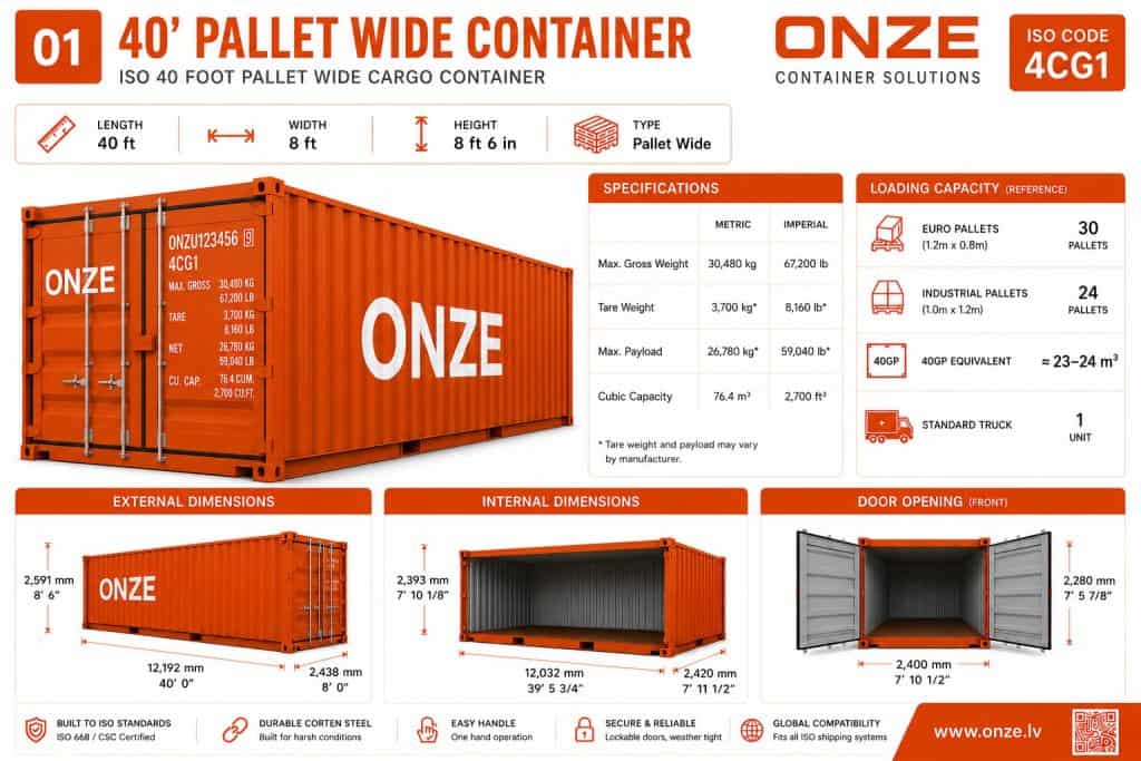 40-foot Pallet Wide Container pallet capacity